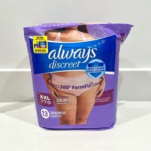 🟣2/$20 NEW Always Discreet 360 Form Fit Underwear (size XXL)